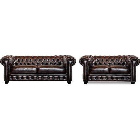Poltrona Chesterfield 100% cuoio di bufalo Verde imperiale - BRENTON