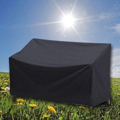 Wasserdichte Schutzhülle für 2-Sitzer-Gartenbank, 210D, UV-Schutz. Maße: 134 x 66 x 89 cm. Farbe: Schwarz. Leicht zu reinigen. (1/5)