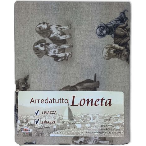 TELO ARREDO COPRITUTTO GRAN FOULARD COPRILETTO COPRIDIVANO TESSUTO LONETA CANE CANI 1 PIAZZA (1/2)