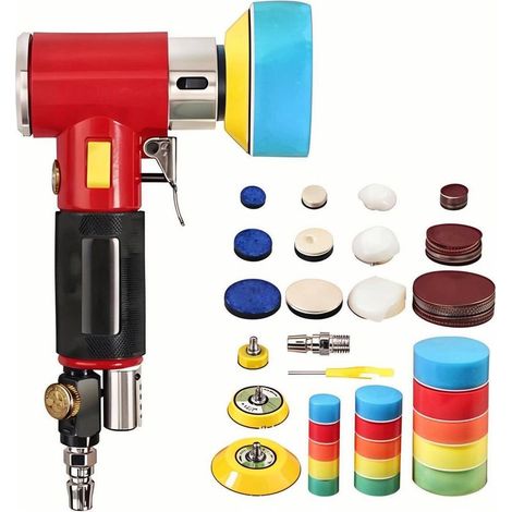 Mini levigatrice orbitale pneumatica – levigatrice orbitale casuale da 25/50/80 mm – 33 dischi lucidanti – motore ad aria compressa da 16000 giri/min (1/5)