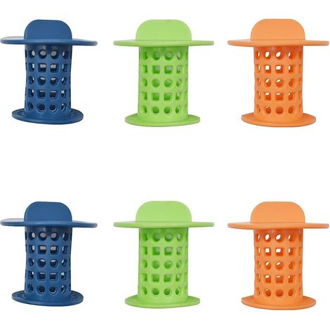 Lot de 6 bouchons de vidange avec poignée, pour baignoire et lavabo, faciles à nettoyer et anti-obstruction. (1/5)