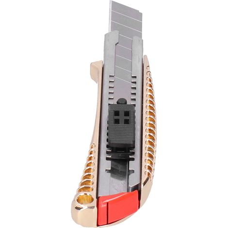Cutter robuste rétractable 18mm pour cartons, lames en acier, couteau de chantier, trancheur de boîtes, outil de bricolage, doré, 11112 (1/5)