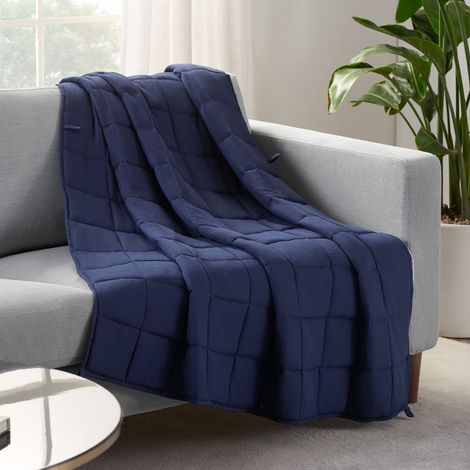 Couverture lestée Infroissable pour Adulte remplie de Perles de Verre, 5,4 kg (121,9 x 182,9 cm), Bleu Marine (1/5)