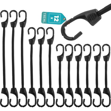 Tendeurs Elastique avec Crochets, 10/15/20cm Tendeur, Sangle Elastique pour Bagages, Barres de Toit, Camping - Résistance aux UV, Conditions Climatiques (1/5)
