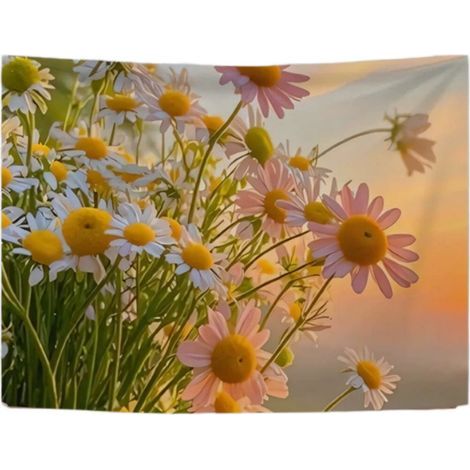 Daisy pattern wall tapestry, 200 x 150 cm, atmospheric decoration for bedroom or living room (1/5)