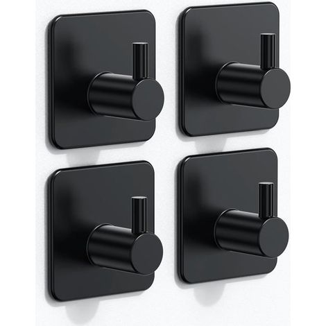 4er-Set selbstklebende Handtuchhaken aus Edelstahl, 4,5 cm, schwarz