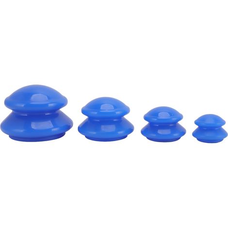 Lot de 4 ventouses en silicone bleu vif, thérapie par ventouses à pression négative pour usage professionnel et domestique