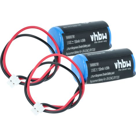 vhbw 2x Battery Replacement for Verisure CR-2/3AZ for Alarm Units, Home Security (1350 mAh, 3 V, Li-MnO2)