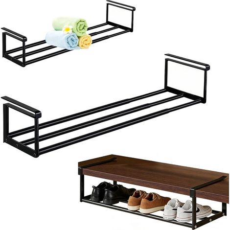 Étagère à chaussures suspendue extensible de 40 à 70 cm, en acier au carbone, parfaite pour les chaussures, la cuisine et l'armoire, noire (1/5)