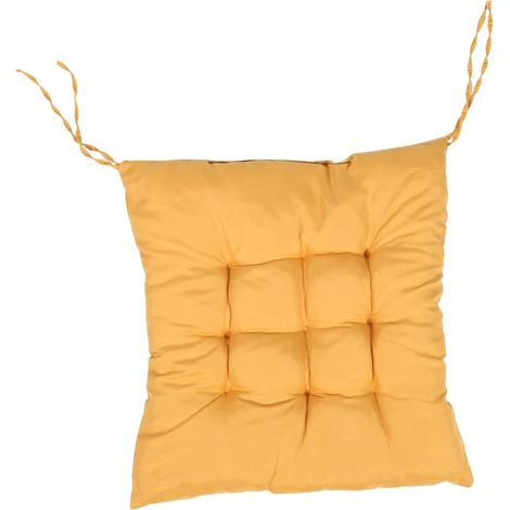 Coussin de Tabouret Carré Épais en Coton Jaune pour Chaise (1/5)