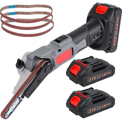 Ponceuse à bande mini sans fil, contrôle de vitesse à 6 niveaux, design portable, Avec 2XBattery (1/2)