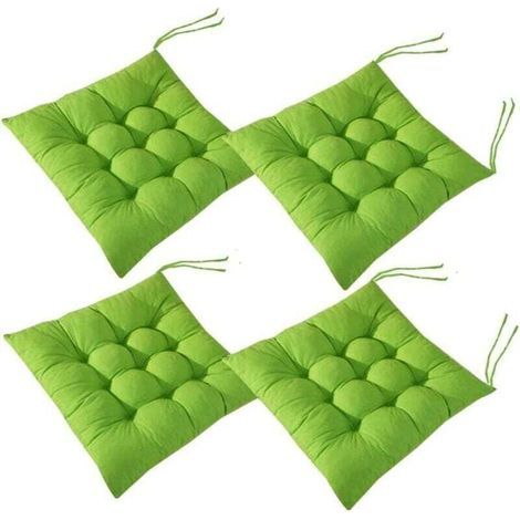 Coussins de chaise carrés, 40 x 40 cm, coussin d'assise, décoration d'intérieur, coussin matelassé, confortable et coloré - Idéal pour l'intérieur et l'extérieur (vert) (1/4)