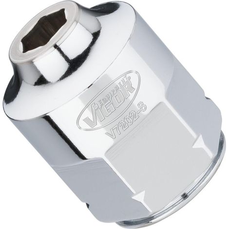 VIGOR Douille plate super fine V7202-8 Carré creux 12,5 mm (1/2 pouce) Profil hexagonal externe 8 (1/4)