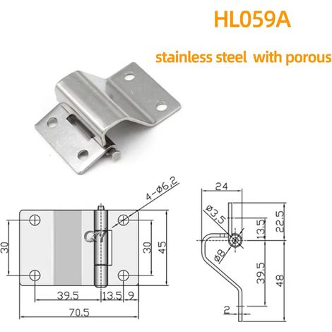 Charnière intérieure invisible en acier inoxydable HT059A, résistante à la flexion et à la charge, pour porte dissimulée. (1/5)