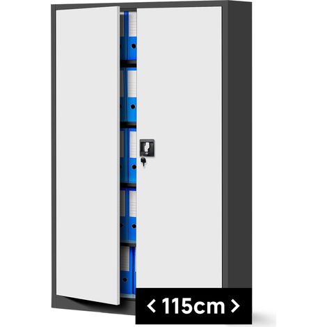 Armoire en métal verrouillable JAN II, 1150 x 1850 x 400 mm, blanc anthracite