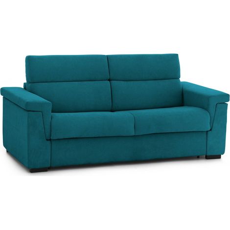Dmora - Divano letto 2 posti Rigolato, Sofà trasformabile per salotto, imbottito, sfoderabile, Qualità 100% Made in Italy, 185x95 h100 cm, Azzurro (1/4)