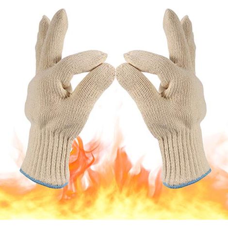 2 paia di guanti da cucina antiscottatura, guanti da forno, resistenti al calore, guanti da barbecue, per interni ed esterni, in cotone spesso lavorato a maglia per forni, friggitrici ad aria, griglie