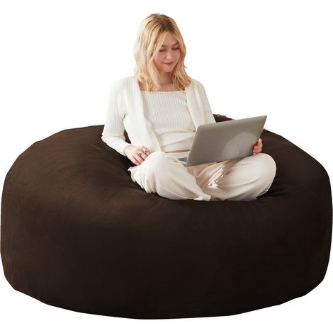 Canapé poire adulte 150x150x60 cm marron – housse lavable, format compact et pliable MEUBLIV (1/5)