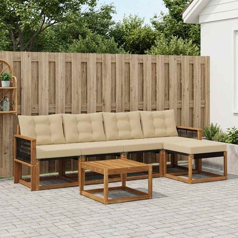 vidaXL Outdoor-Sofagarnitur 6 Stk. Natur und Beige (1/5)