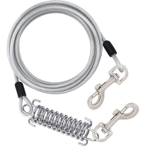 Câble d'attache pour chien de 5 m de diamètre - Chaîne robuste avec absorption des chocs - Pour le camping en plein air - Pour chiens de petite et grande taille jusqu'à 150 kg (1/5)