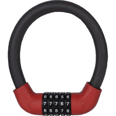 Verrouillage de fil combinable - En acier torsadé épais - Mot de passe à 5 chiffres - Étanche à la poussière - Revêtement de protection en PVC imperméable - Version rouge standard - 15,7" (1/5)