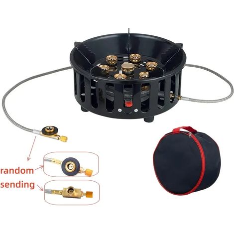 Réchaud de camping à 7 brûleurs coupe-vent, puissance de feu élevée, réchaud à gaz portable pour pique-nique en plein air, équipement de camping, réchauds de cuisine portables (1/5)