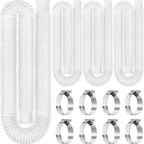 Tuyau de remplacement pour piscine, accessoires pour tuyau de pompe de filtration avec 8 clips métalliques pour pompes à eau
