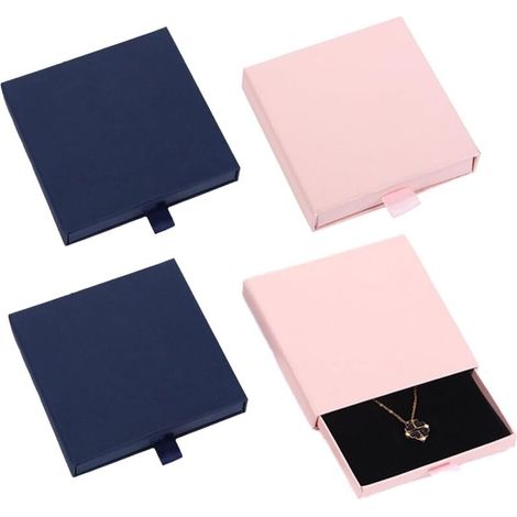 4 Pcs boite cadeau, Boîte-cadeau de bijoux Présentoir à bijoux en papier Boîte-cadeau 6 6 1,7 cm Petite boîte-cadeau pour collier, boucles d'oreilles, bague, rangement de bijoux