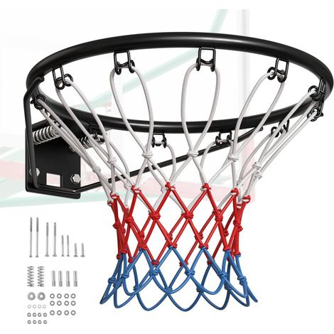 Panier de Basket Diamètre Extérieur 485 mm Cerceau de Basket-ball en Acier au Carbone avec Filet But de Basket-ball Mural Pièce de Remplacement pour Entraînement Basket-ball Extérieur Intérieur (1/5)
