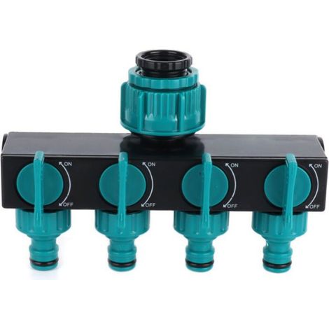 Répartiteur robinet 4 voies – raccord tuyau arrosage jardin, distributeur eau irrigation, connecteur universel extérieur (1/5)