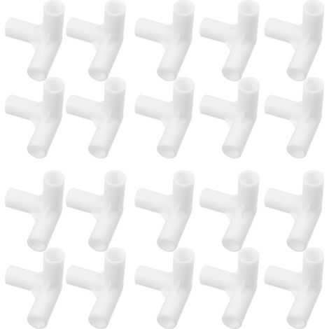 Lot de 20 connecteurs pour étagère à chaussures : raccords de tuyauterie modulaires - Raccords de 11 mm - Kit de remplacement pour étagères à chaussures à monter soi-même (blanc) (1/5)