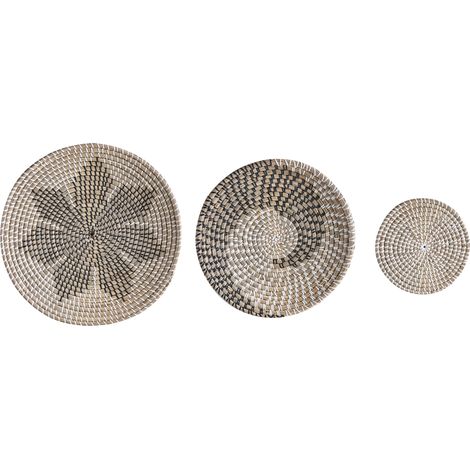 Conjunto de 3 platos decorativos de hierba marina hechos a mano natural claro Cantho