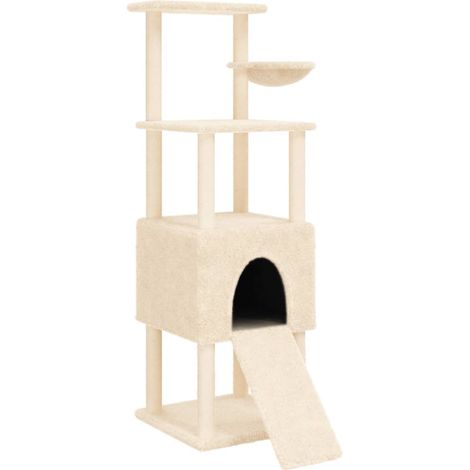 Tiragraffi per gatti Mobili per arrampicata su torre Tiragraffi piattaforma da arrampicata con tiragraffi in sisal 153 cm crema 020022482
