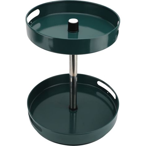 Organisateur d'épices à 2 niveaux, plateau rotatif à 360 degrés, plateau tournant à hauteur réglable, étagère de rangement pour assaisonnement de cuisine, condiments vert (1/2)