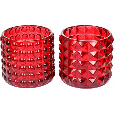 ARPIMEX Vasetto Vetro D 9,5 Cm H 8,5 Cm Mix 2 Pz Rosso