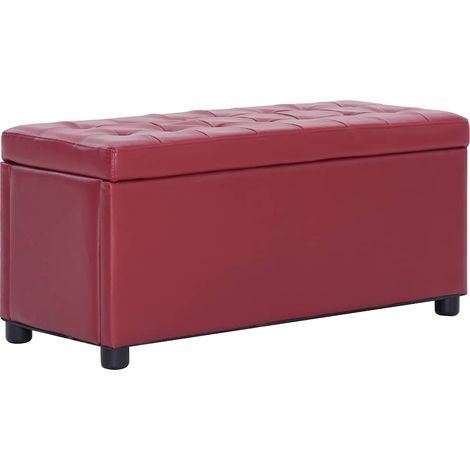 vidaXL Pouf de rangement 87,5 cm Rouge bordeaux Similicuir (1/5)