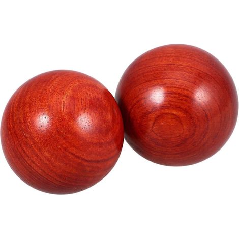 Boules de massage en bois Baoding pour les mains, design traditionnel chinois, 5,00 x 5,00 cm, rouge foncé, lot de 4, pour l'entraînement des réflexes. (1/5)