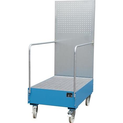 Bauer Fahrbare Auffangwanne mit Lochplattenwand LPW 200-3, lackiert, Lichtblau (1/2)