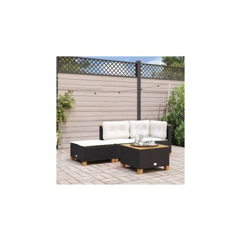 Tabouret de jardin et coussin noir 63,5x56x32 résine tressée (1/5)
