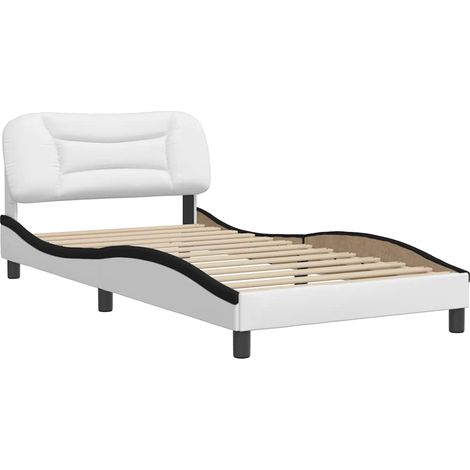 Estructura de cama sin colchón Hvar cuero sintético blanco y negro vidaXL (1/4)