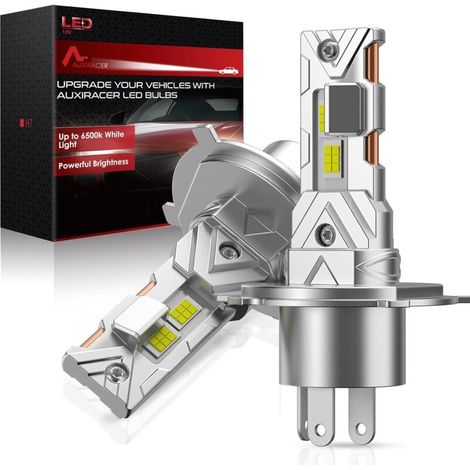 H4 LED, 6000 lm, 6000 K Weißlicht, Mini-LED-Scheinwerferlampe (1:1) für Autos, über 50.000 Stunden Lebensdauer, 9–16 V Plug & Play, 2er-Pack
