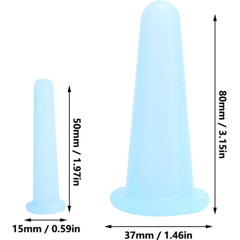 Set mit 4 Silikon-Massagebechern für Gesicht und Körper, feuchtigkeitsabsorbierend. 2 große und 2 kleine. Blau. (1/5)
