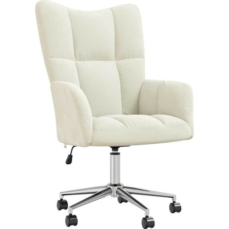 Poltroncina lounge da ufficio con rotelle design moderno in velluto crema DEC026636