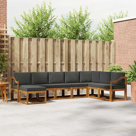 vidaXL Outdoor-Sofagarnitur mit Kissen 8 pcs Natur und Anthrazit (1/5)