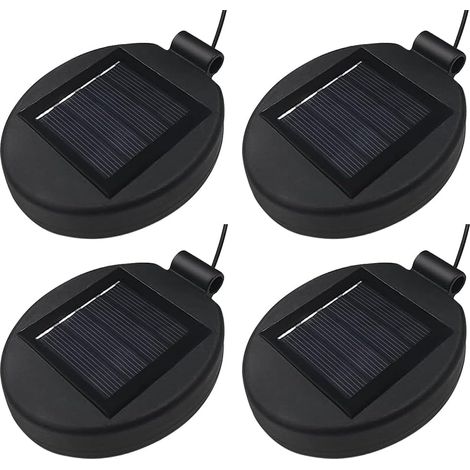 Lot de 4 lampes solaires de rechange pour fleurs - Panneau solaire - Couvercle - Ampoule de rechange - Pour extérieur, jardin, patio, cour, chemin, fête, vacances (1/5)