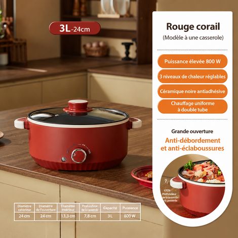 Cuiseur électrique multifonction 28 cm simple couche 4,6 L Rouge Ankara 28cm 4.6 réf 6206 29 × 19 × 29 cm 1,8 kg – Livraison gratuite