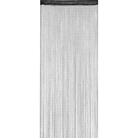 Rideau Fils Noir Brillant, de Porte fenêtre, de Fil différentes Dimensions, Noir (1/5)
