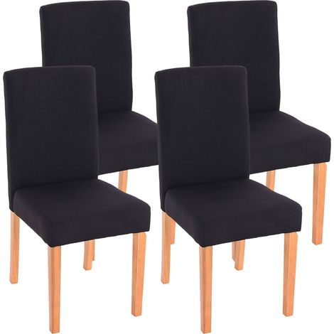 Lot de 4 chaises de salle à manger Littau, tissu, noir, pieds clairs (1/5)