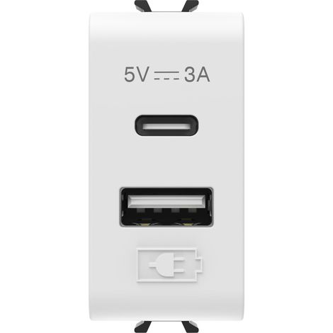 DUAL USB CHAR.A+C 5V 3A 1M BLA.SAT. GEWISS GW15449