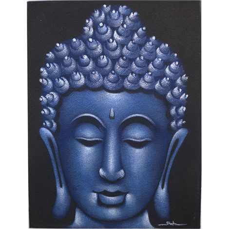 Peinture Bouddha - Finition Sable Bleu- Vendu par 1 (1/4)